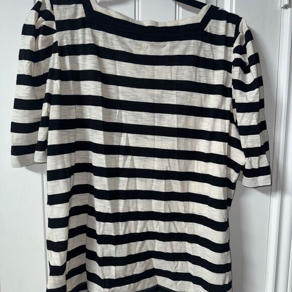 Ralph Lauren Black and White Striped puff sleeve Top - Picture 2 of 6